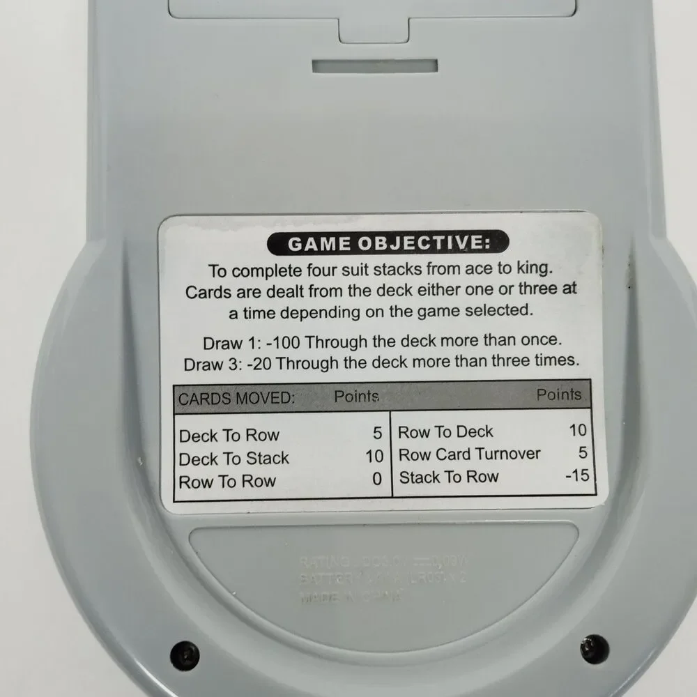 Vintage Solitaire Handheld Electronic Game Gray Portable Travel Single Player